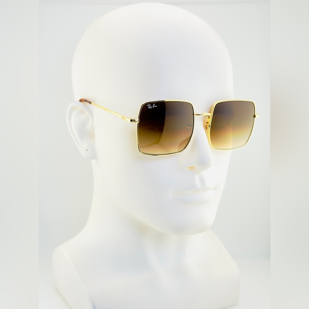 Ray-Ban Square Classic Sunglasses RB1971 Gold Frame Light Brown Gradient Lenses